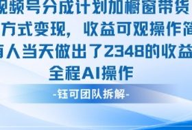 新玩法,视频号分成计划+橱窗带货,有人当天做出了2348的收益