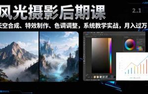 (16433期)风光摄影后期课,一键换天空合成、特效制作、色调调整,月入过万