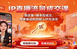 IP直播流量成交课:偷流量+脚本控成交,线索驱动的创始人IP方法论