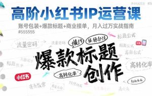 (16442期)高阶小红书IP运营课:账号包装+爆款标题+商业接单,月入过万实战指南