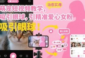 萌宠短视频教学，吸引眼球，引精准爱心女粉