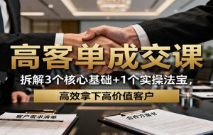 高客单成交课:拆解3个核心基础+1个实操法宝,高效拿下高价值客户