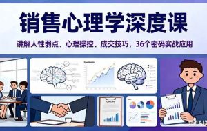 （16456期）销售心理学深度课，讲解人性弱点、心理操控、成交技巧，36个密码实战应用