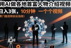 用AI做各地首富人物介绍视频,日入3张,10分钟一个视频