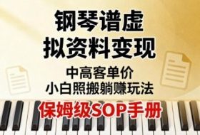 小红书钢琴谱虚拟资料变现,中高客单价,小白照搬的“躺賺”玩法【保姆级SOP手册】