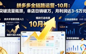 （16462期）拼多多全链路运营-10月：突破流量瓶颈，单店日销破万，月利润达3-5万元