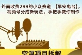 外面收费299的小众赛道【早安电台】，视频号分成新玩法，手把手教你制作