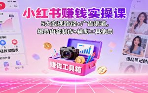 小红书赚钱实操课:5大变现路径+广告渠道,爆品内容制作+辅助工具使用