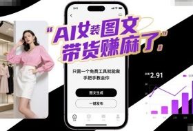 AI女装图文带货賺麻了，只需一个免费工具就能做，手把手教会你！