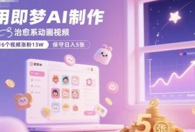 用即梦AI制作治愈系动画视频，16个视频涨粉13W，保守日入5张