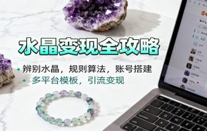 水晶小红书起号课：辨别水晶，规则算法，账号搭建，多平台模板，引流变现