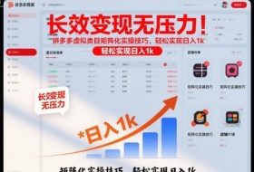 长效变现无压力!拼多多虚拟类目矩阵化实操技巧,轻松实现日入1k【揭秘】