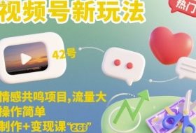 视频号新玩法，情感共鸣项目，流量大，操作简单，制作+变现课