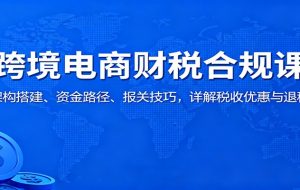 跨境电商财税合规课：架构搭建、资金路径、报关技巧，详解税收优惠与退税