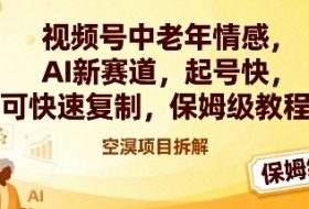 视频号中老年情感,AI新赛道,起号快,可快速复制,保姆级教程
