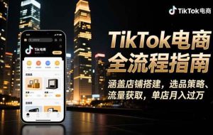（16524期）TikTok电商全流程指南，涵盖店铺搭建、选品策略、流量获取，单店月入过万