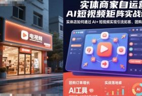 实体商家自运营AI短视频矩阵实战课，实体店如何通过AI+短视频实现引流拓客、团购增量
