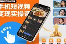手机短视频变现实操课，短视频剪辑变现课