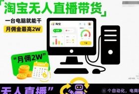 淘宝无人直播带货，一台电脑就能干，月佣金最高2W，电商旺季【揭秘】