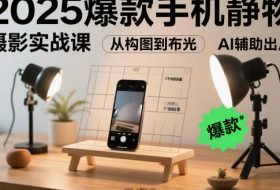 2025爆款手机静物摄影实战课，从构图到布光，不用贵设备，AI辅助出片