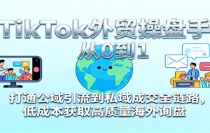 TikTok外贸操盘手从0到1，打通公域引流到私域成交全链路，低成本获取高质量海外询盘