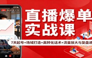直播爆单实战课：7天起号+场域打造+高转化话术+流量放大与复盘递增