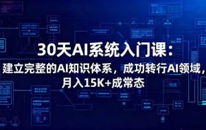 （16564期）30天AI系统入门课：建立完整的AI知识体系，成功转行AI领域,月入15K+成常态