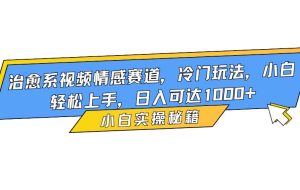 （16567期）治愈系视频情感赛道，冷门玩法，小白轻松上手，日入可达1000+