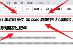 25年底翻身仗，靠CSGO游戏挂G捡漏掘金，搞钱回家过肥年【揭秘】