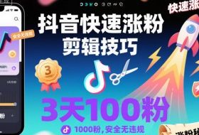 抖音快速涨粉剪辑技巧，3天1000粉，安全无违规