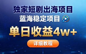 全网独家短剧出海掘金 蓝海红利 单日最高收益5w+