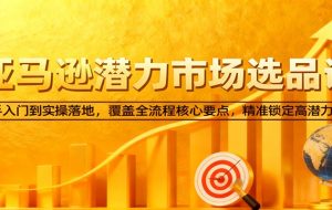 亚马逊从0到1选品课，新手入门到实操落地，覆盖全流程核心要点，精准锁定高潜力市场