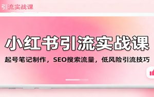 小红书引流实战课：起号笔记制作，SEO搜索流量，低风险引流技巧