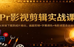 Pr影视剪辑实战课：从安装下载到成片输出，画面剪辑+字幕调色+电影感营造全技巧