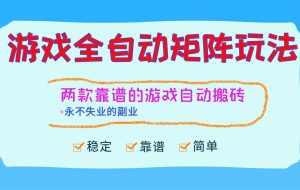 （16589期）游戏全自动矩阵玩法，日入1000+，永不失业的副业！
