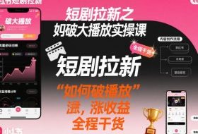 短剧拉新之小红书如何破大播放实操课，如何破播放，涨收益，全程干货