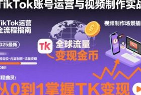 2025最新TikTok账号运营与视频制作实战全流程，从0到1掌握TK变现（含11月最新TK搬运技术）