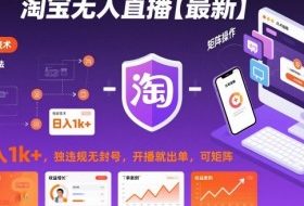 淘宝无人直播【最新】，日入1k+，独家技术，无违规无封号，开播就出单，可矩阵【揭秘】