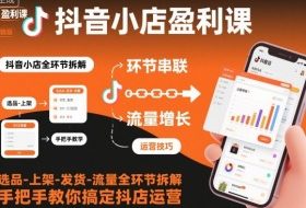抖音小店盈利课-选品-上架-发货-流量全环节拆解，手把手教你搞定抖店运营