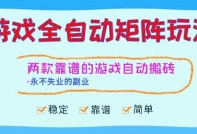 两款靠谱的游戏全自动搬砖项目，日入1k+，稳定可矩阵，永不失业的副业【揭秘】