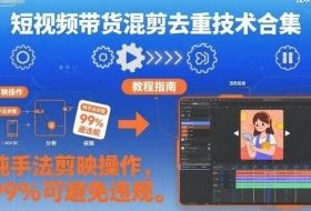 短视频带货混剪去重技术合集，纯手法剪映操作，99%可避免违规