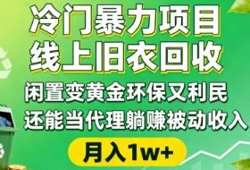 冷门暴力项目，线上旧衣回收，闲置变黄金环保又利民，还能当代理躺賺被动收入，变现+精准引流全流程