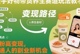 快手好物带货养生赛道玩法教学，低粉高变现，普通人的副业新机会