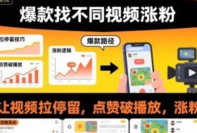爆款找不同视频涨粉，让视频拉停留，实现点赞，破播放，涨粉