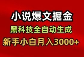 小说爆文掘金，黑科技一键全自动生成，新手小白月入3000+【揭秘】