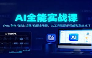 AI全能实战课：办公/创作/策划/绘画/视频全场景，从工具到提示词解锁高效技巧