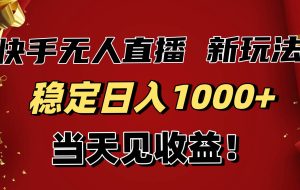 （16610期）稳定日入1000+！快手无人直播带货新玩法，当天见收益！小白轻松躺赚