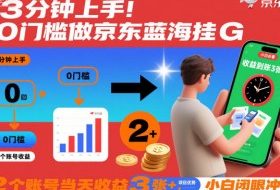 3分钟上手！0门槛做京东蓝海全自动掘金，2个账号当天收益3张+，小白闭眼冲【揭秘】