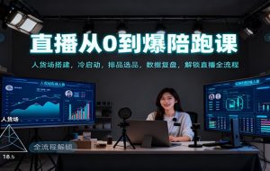 直播从0到爆陪跑课：人货场搭建，冷启动，排品选品，数据复盘，解锁直播全流程