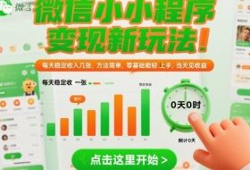 微信小程序变现新玩法，每天稳定收入几张，方法简单，零基础也能轻松上手，当天见收益【揭秘】